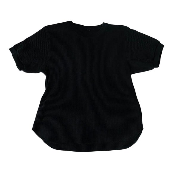 UNIQLO Waffle Knit Short Sleeve T-Shirt Sz. S | Womens Top, Crewneck, Dark Blue - Picture 1 of 5